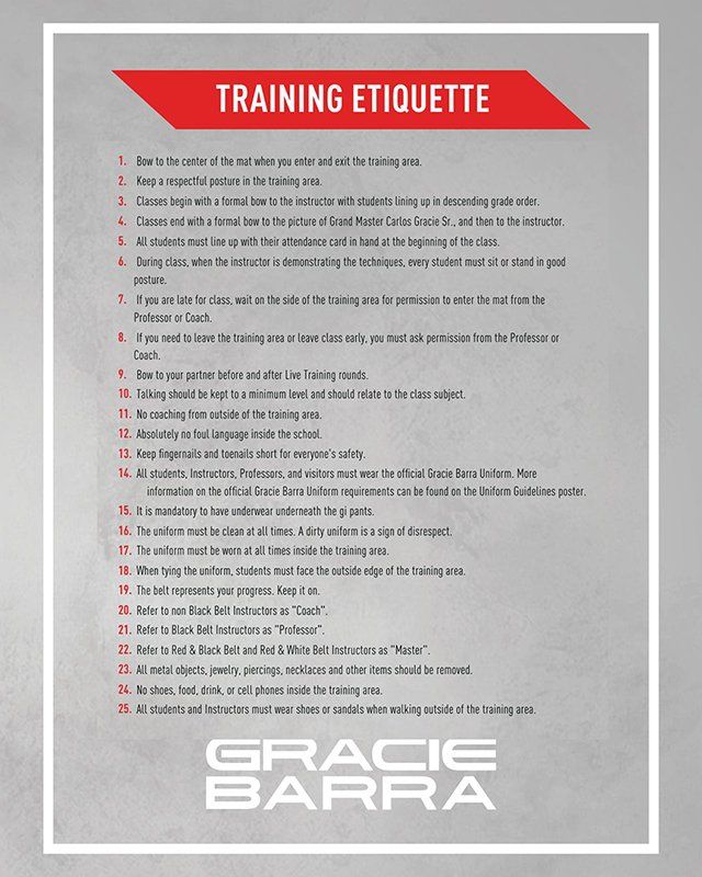 gracie barra training etiquette