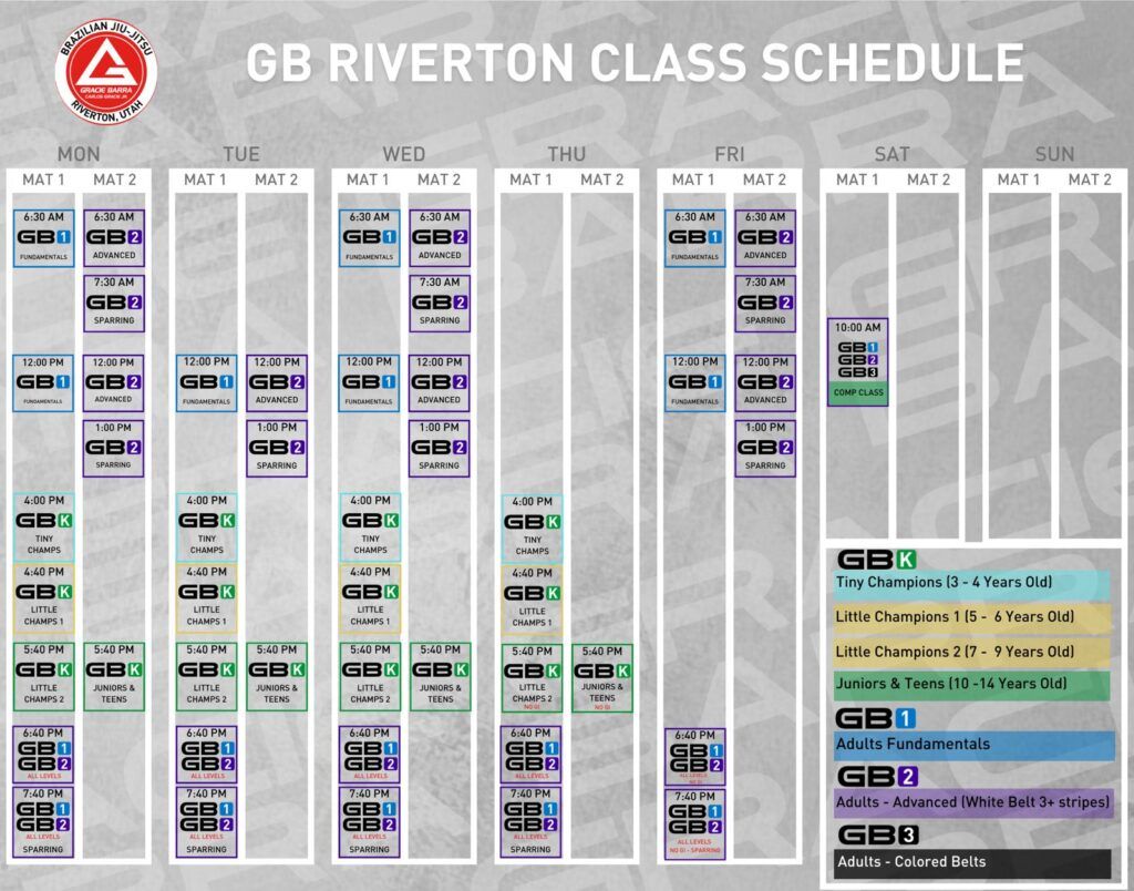 gracie barra riverton schedule