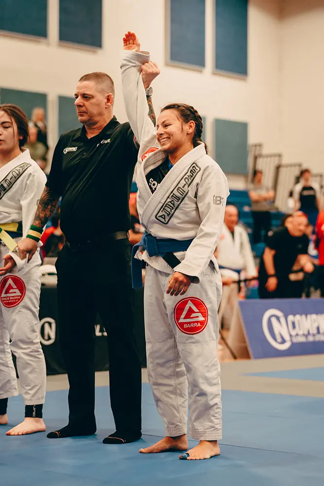Coach Kaitlyn Ceballos competing in a Jiu-Jitsu tournament