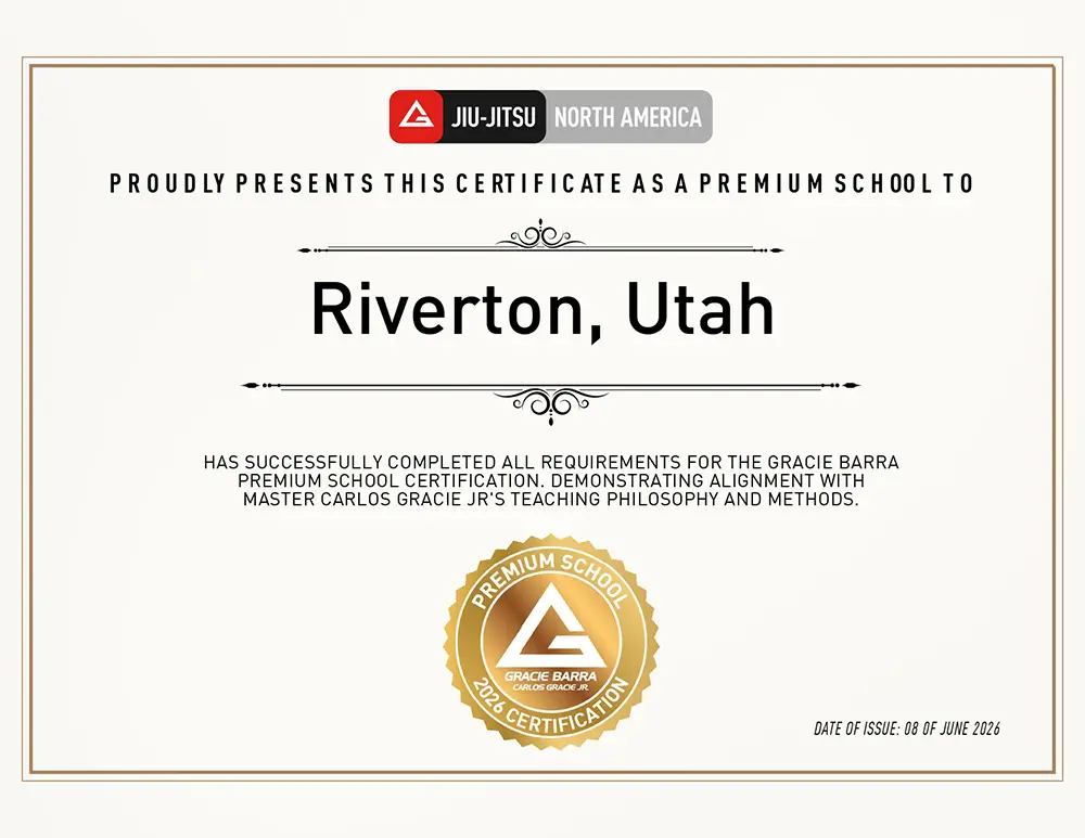 Gracie Barra Riverton Premium School certificate